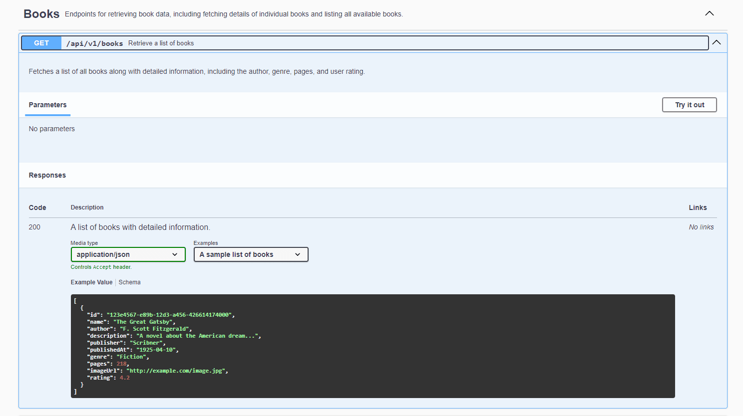 API endpoint details