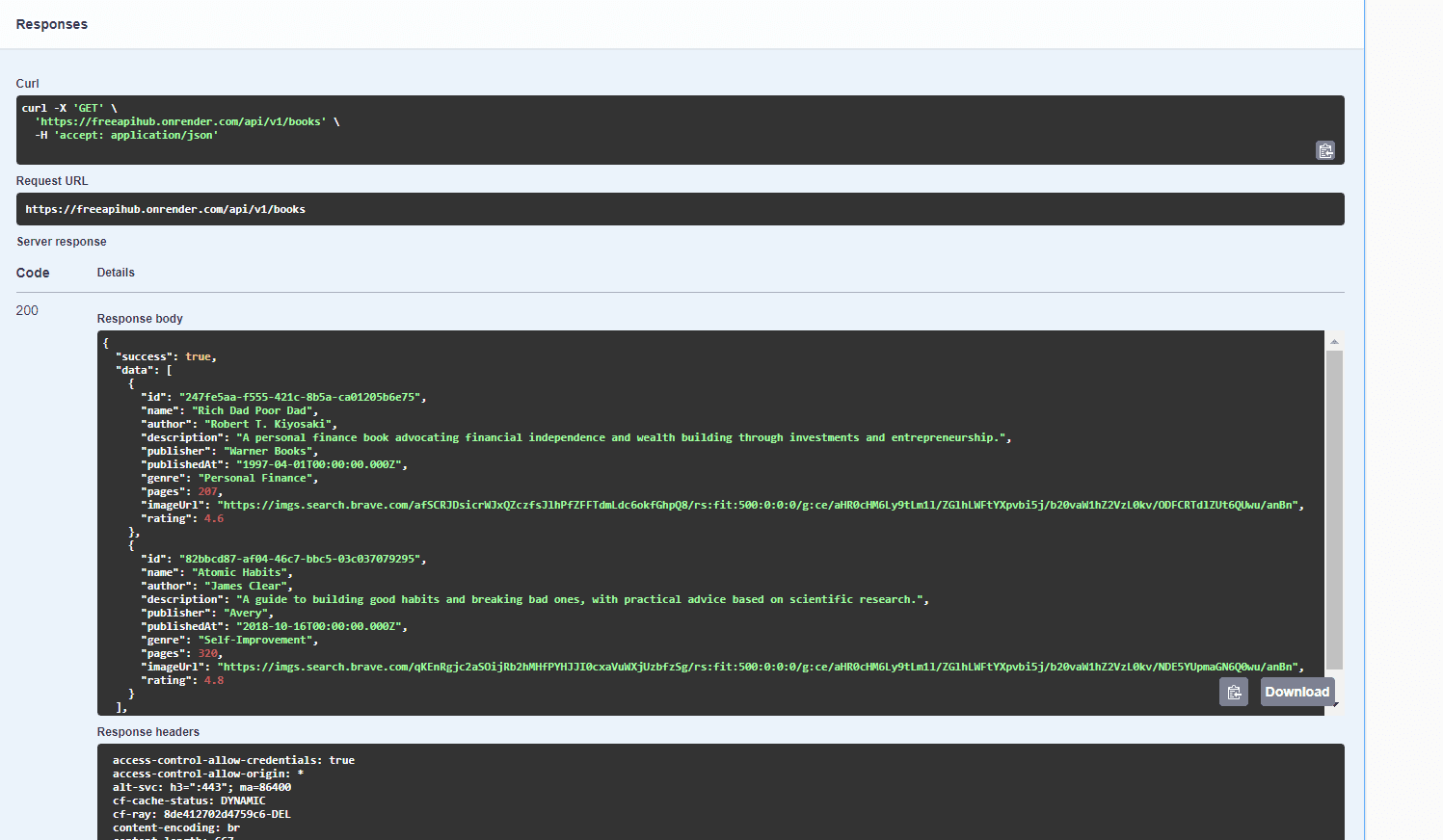 Response with status code and data